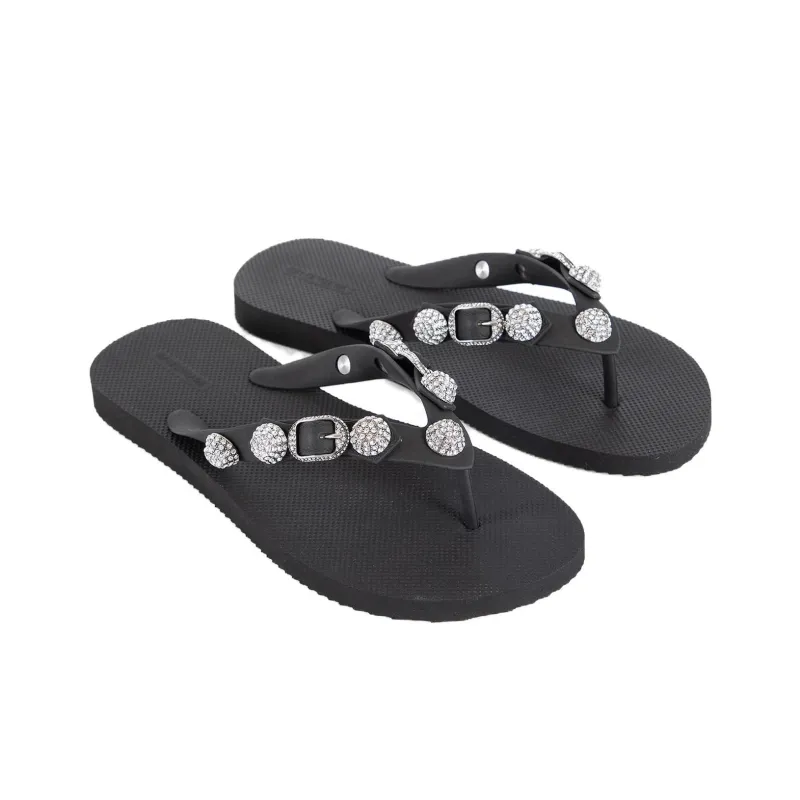 Balenciaga Cagole Flip Flops Women's Black-3