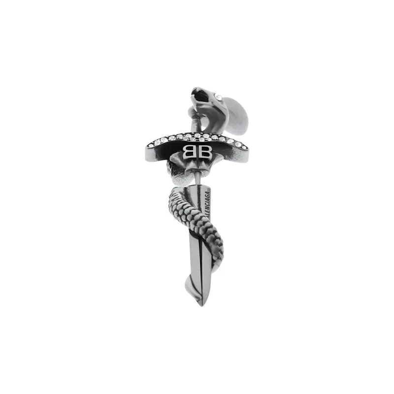 Balenciaga Rhinestone Brass Aluminum Glass Earrings Unisex Silver-0