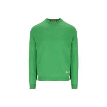 GUCCI V Neck Logo Intarsia Knit Jumper
