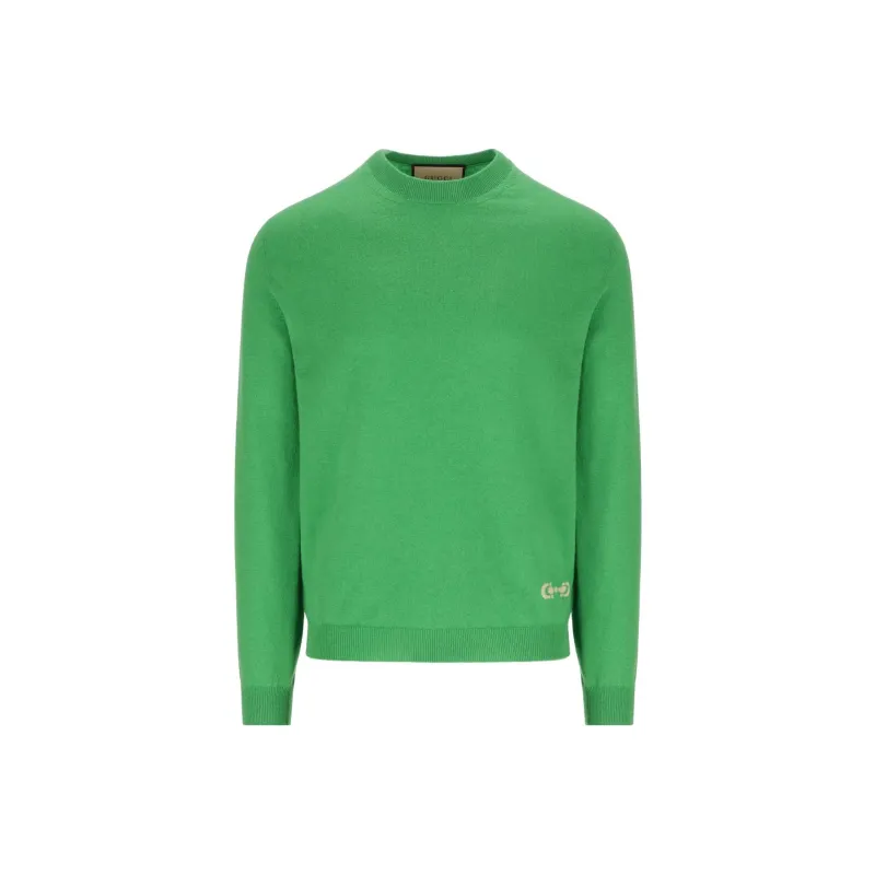 GUCCI V Neck Logo Intarsia Knit Jumper-0
