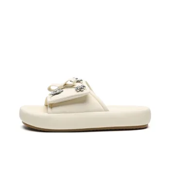 JOSINY Rubber Sole Slide Slippers Women's Ecru