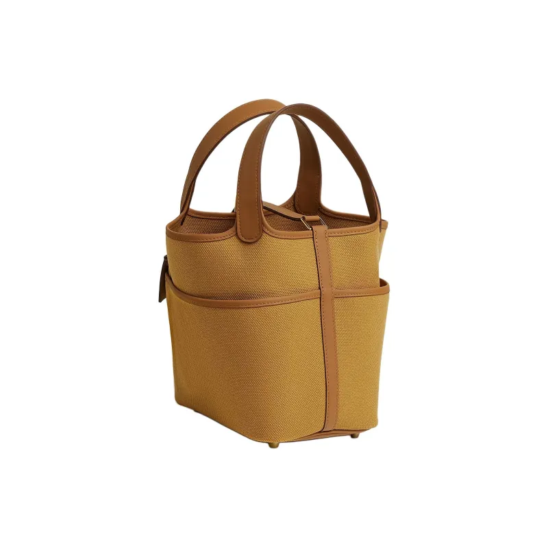 HERMES Picotin Lock Goeland Canvas With Swift Calfskin Basket Bag Handbag Women's Desert & Gold-2