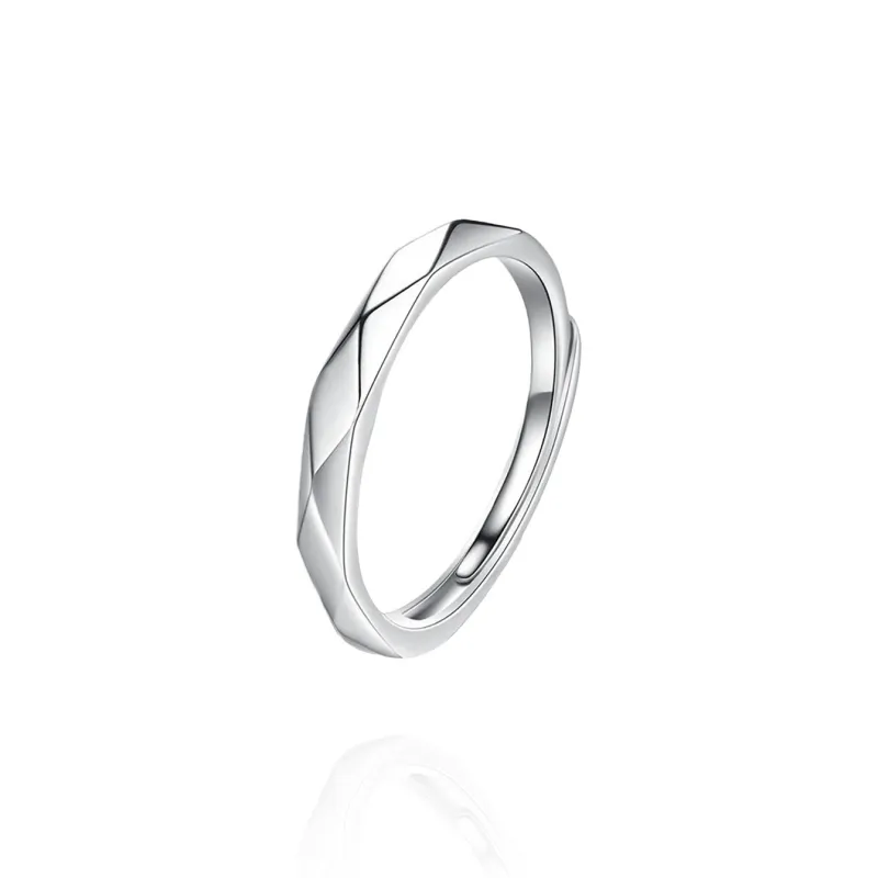NUSQ Sterling Silver With Zircon Rings Unisex-5