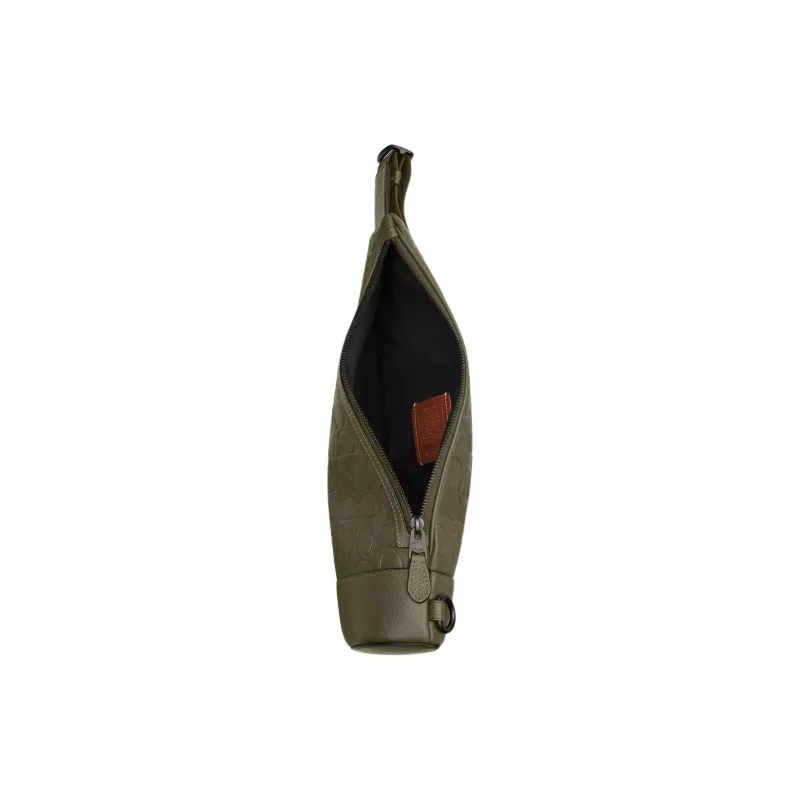 COACH Smooth Calf Leather Sling Bag Trumpets Men's Olive Umber-2