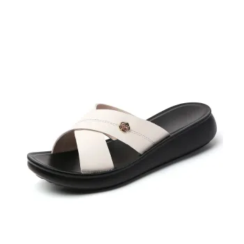 Reivanti PU Polyurethane Slip Resistant Slide Slippers Women's Beige