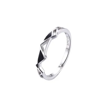 HUAYA S925 Silver Rings Women's Black/Silver