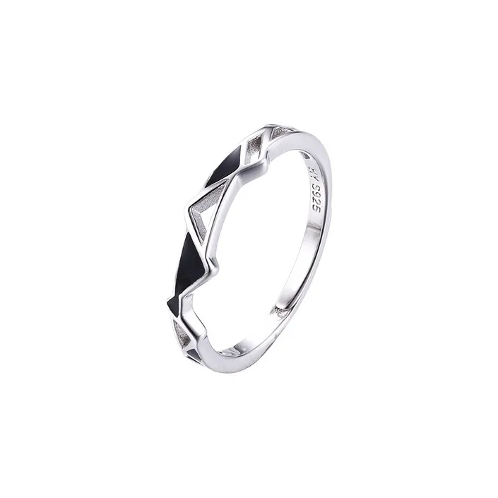 HUAYA S925 Silver Rings Women's Black/Silver-0