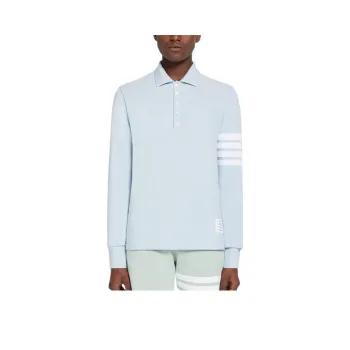 THOM BROWNE Three stripe Long sleeved Polo Shirt