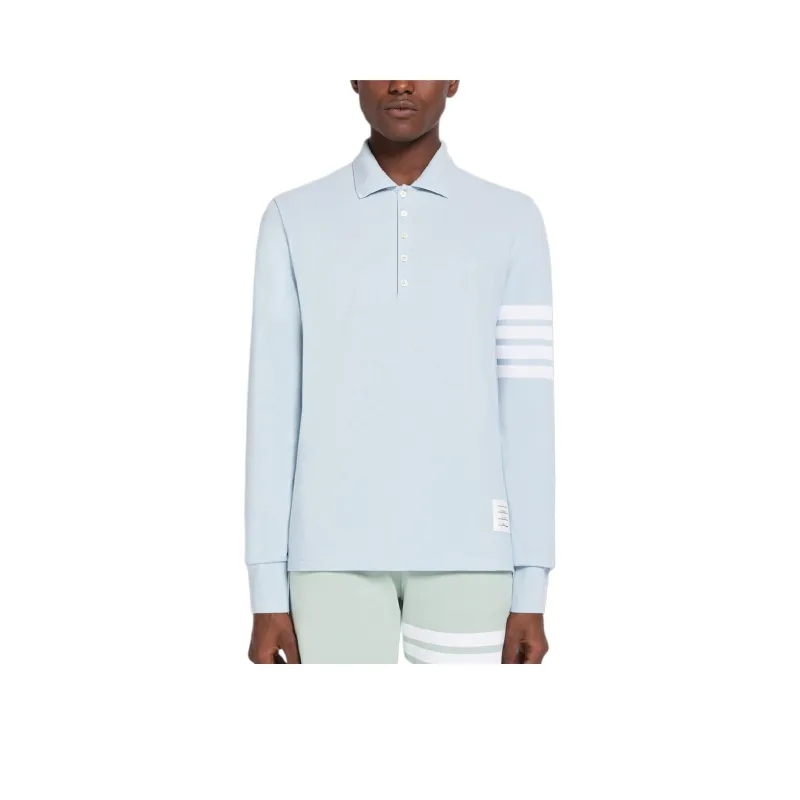 THOM BROWNE Three stripe Long sleeved Polo Shirt-0