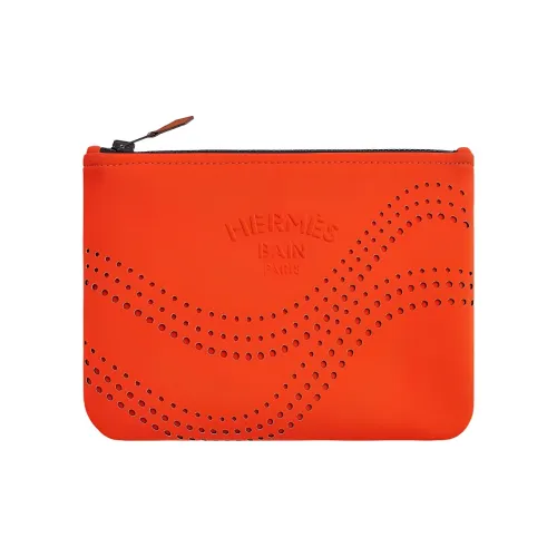 hermes travel Polyamide Clutch Small Size Women's Orange