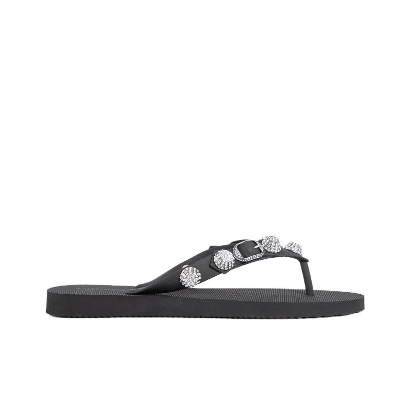 Balenciaga Cagole Flip Flops Women's Black-1