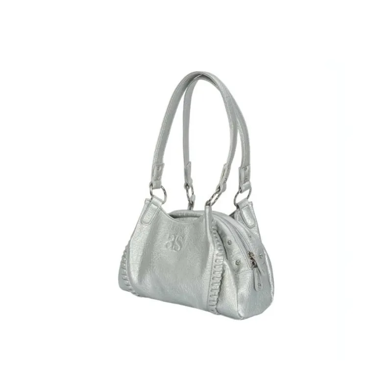 PAYOT Microfiber Synthetic Leather Shoulder Bag Regular Women's White/Black/Silver/Gray-8