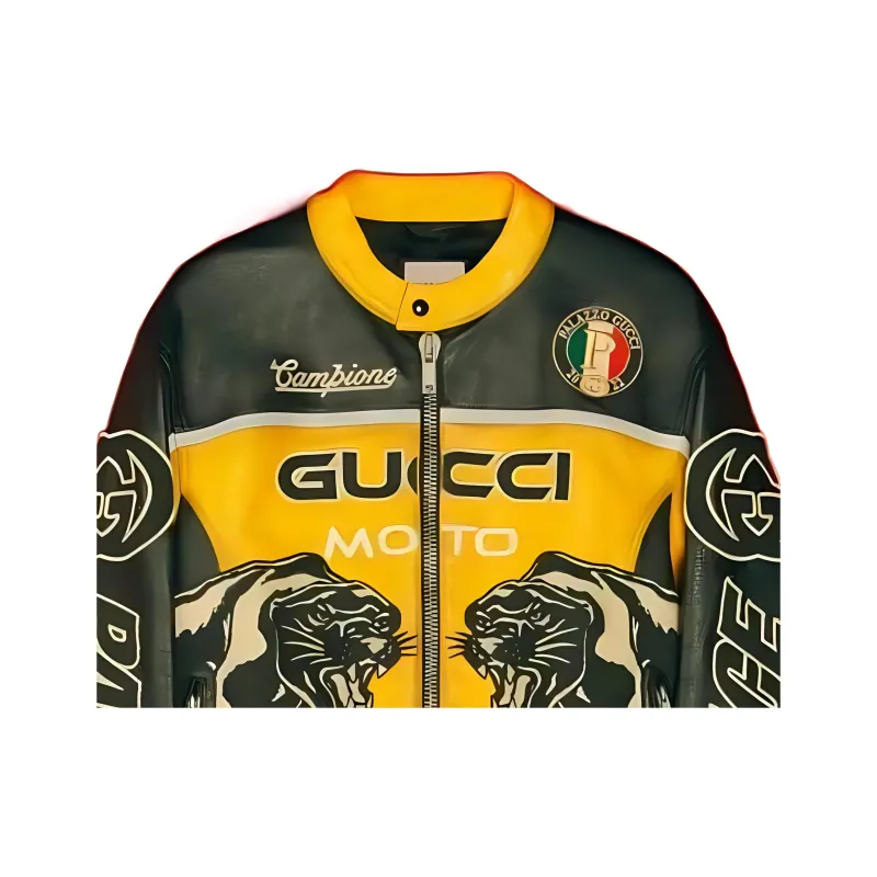 PALACE X GUCCI Embroideries And Patches Leather Jacket-1