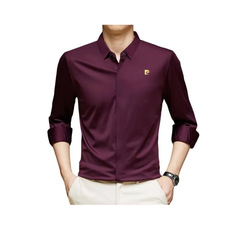 PIERRE CARDIN Shirt Men's Burgundy-22