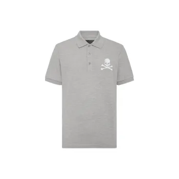 PHILIPP PLEIN Skull embroidered Cotton Polo Shirt