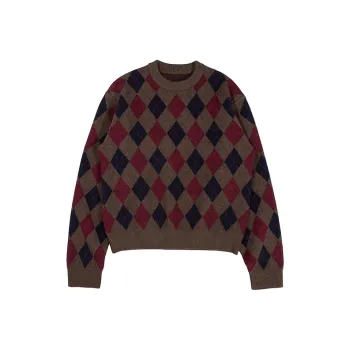 COUNTRY MOMENT Sweater Unisex Diamond Pattern Grid