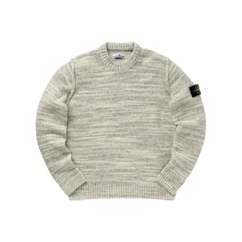 STONE ISLAND Logo Patch Crewneck Knitted Slub Jumper