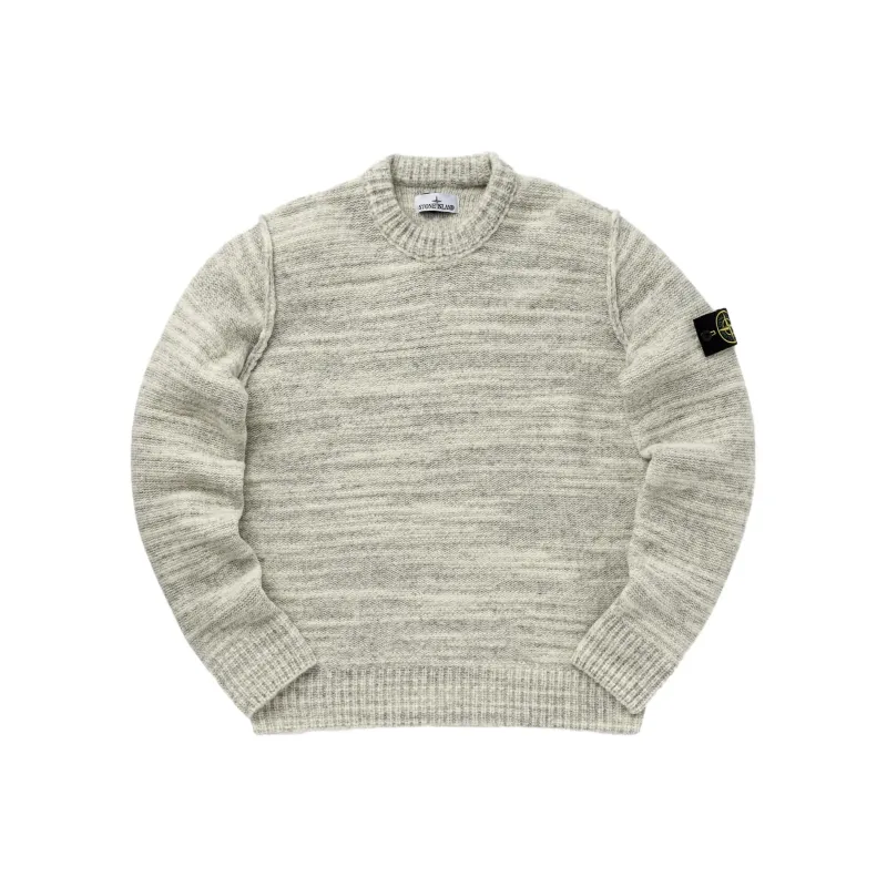 STONE ISLAND Logo Patch Crewneck Knitted Slub Jumper-0