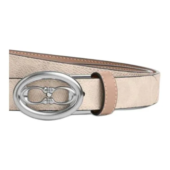 COACH Calfskin Coated Canvas Leather Belts Unisex Beige Width 2.5CM-1