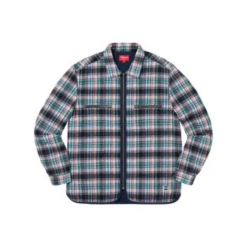 Supreme Quilted Plaid Zip Up Shirt