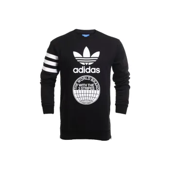 adidas originals Mens Logo Crewneck Long Sleeve Knit Sweater Black
