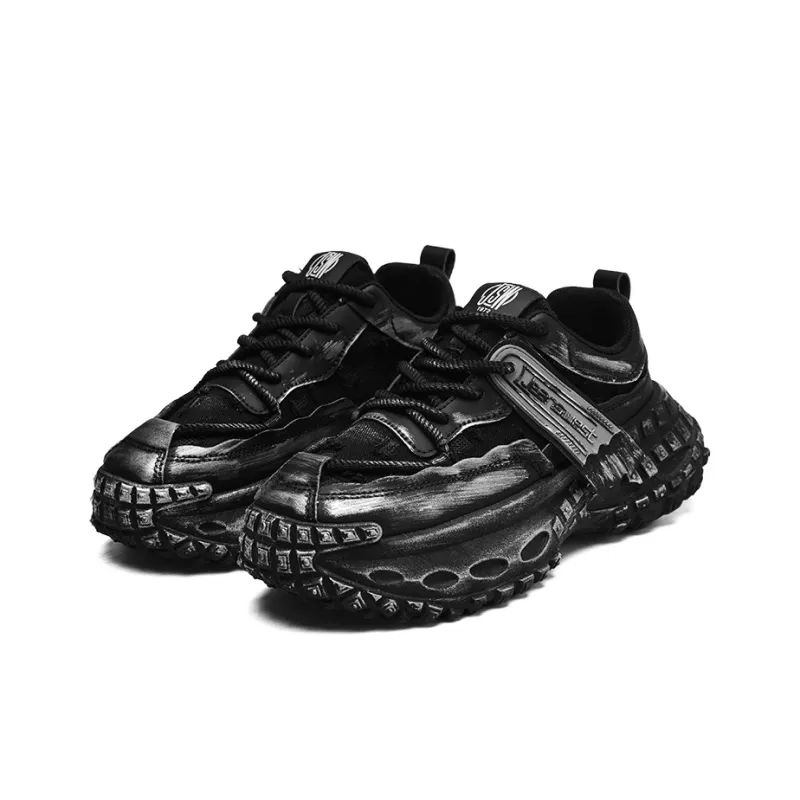 JEANSWEST Paris Distressed Wasteland Style Slip Resistant, Abrasion Resistant, Breathable Low Top Chunky Sneakers Men's-3