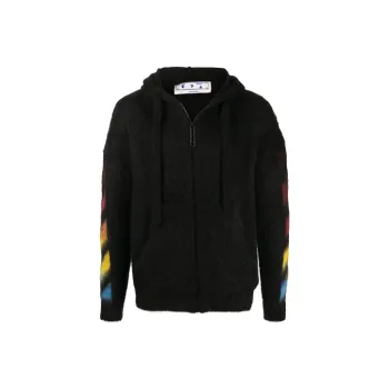OFF WHITE Diag Brushed Mohair Zip Hoodie