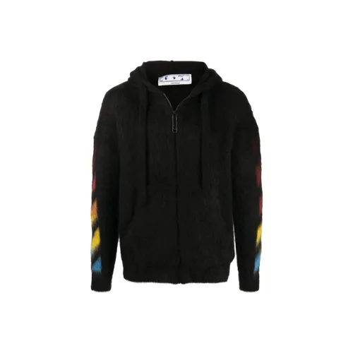 OFF WHITE Diag Brushed Mohair Zip Hoodie
