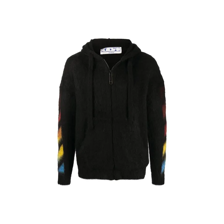 OFF WHITE Diag Brushed Mohair Zip Hoodie-0