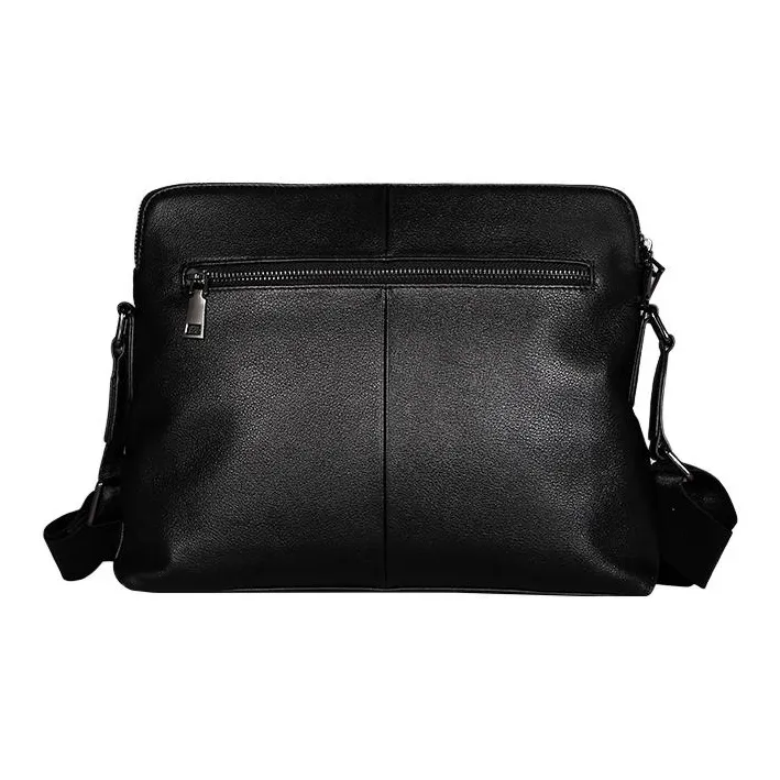 VIHUS Top Grain Cow Leather Shoulder Bag Men's Black-3