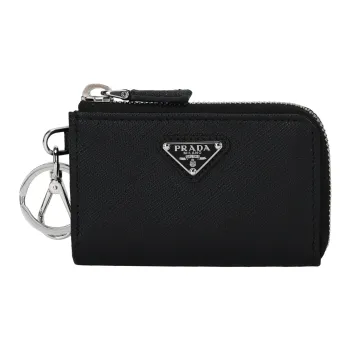 PRADA Saffiano Leather Key Pouch Women's Black