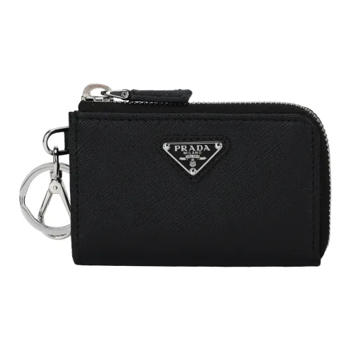 PRADA Saffiano Leather Key Pouch Women's Black