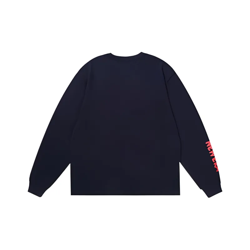 New Era FW22 Crew Neck Fitted Long Sleeved T Shirt Unisex Navy Blue-1