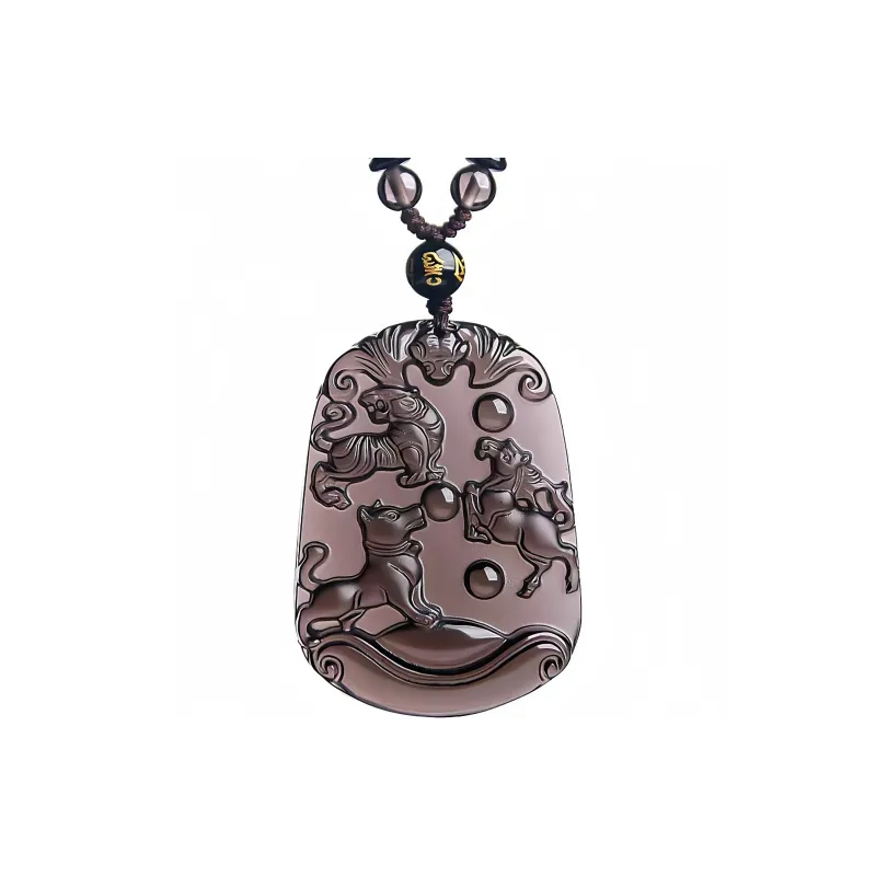 Lingxiang Yurun Obsidian Necklaces Unisex-0