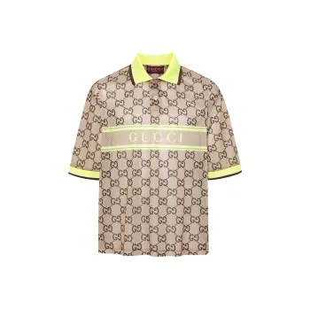 GUCCI Mesh Gg Printed Polo Shirt