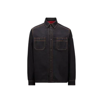 Moncler Collared Button Up Denim Jacket