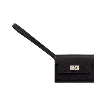 HERMES Kelly Pocket Chamkila Goatskin Wallet Women's 89 Noir Black