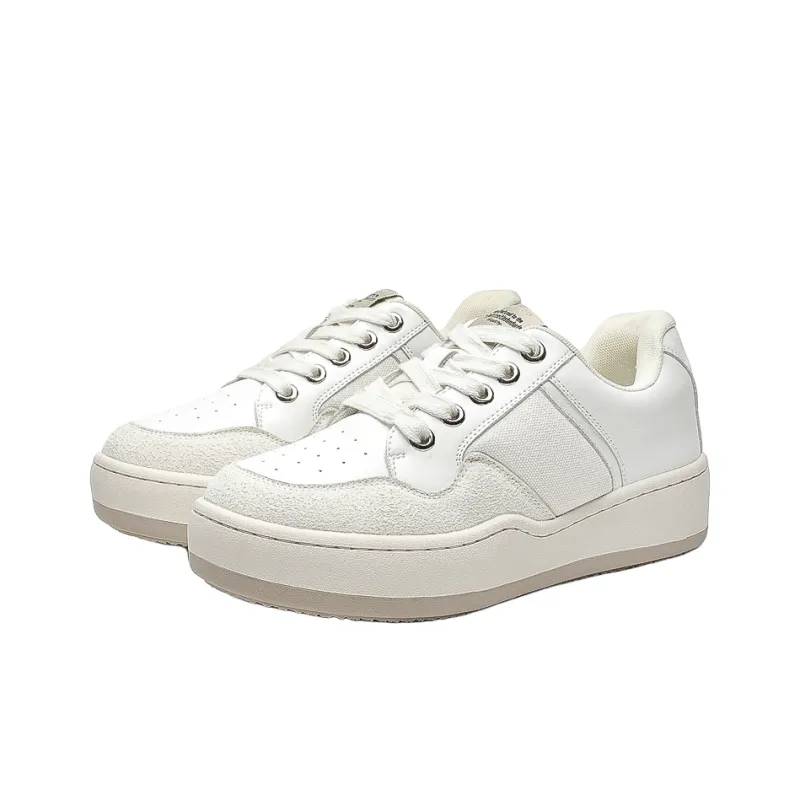 MUPPLE Lightweight Height Increasing Low Top Skateboard Shoes Unisex White-1