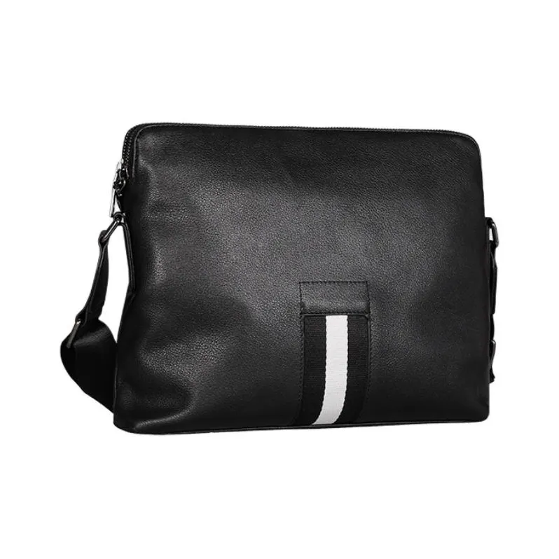 VIHUS Top Grain Cow Leather Shoulder Bag Men's Black-2