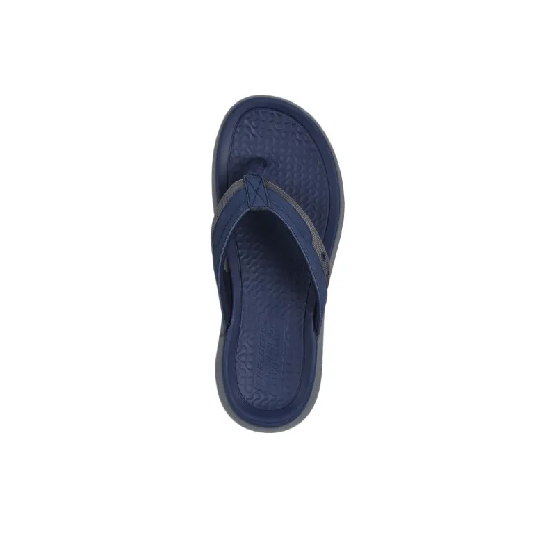 Skechers Foam Sole Quiet Antibacterial Massage Flip Flops Men's Marine Blue-3
