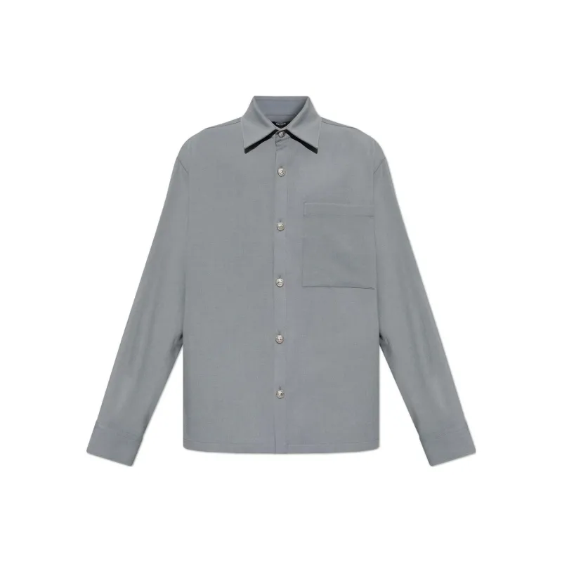 BALMAIN Embossed Button Straight Hem Shirt-0