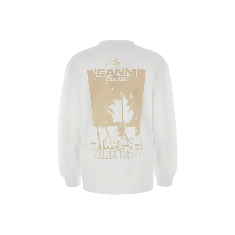 GANNI Logo Printed Crewneck Sweatshirt-1