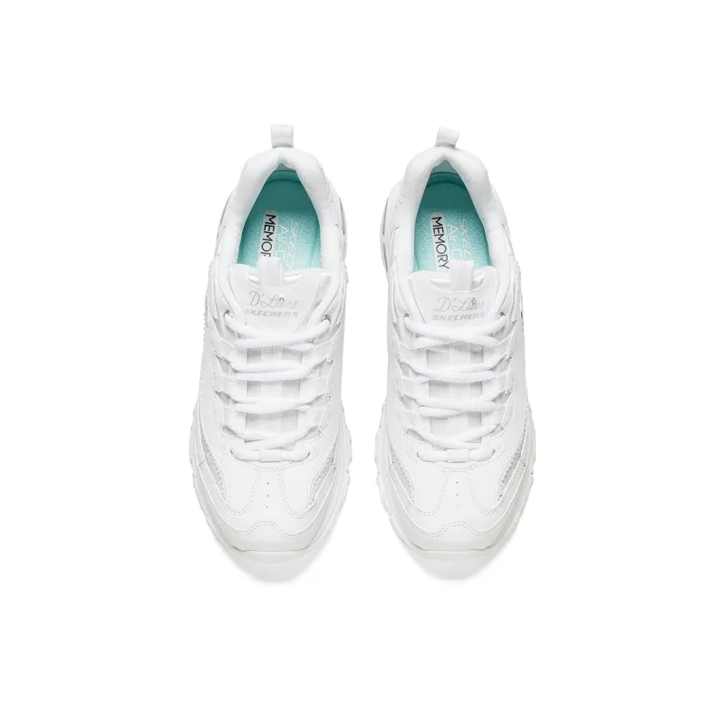 Skechers D Lites Low Top Running Shoes White Women's-3