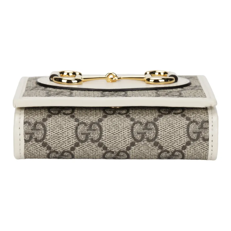 GUCCI Canvas With Leather Wallet Women's Ebony/White-3