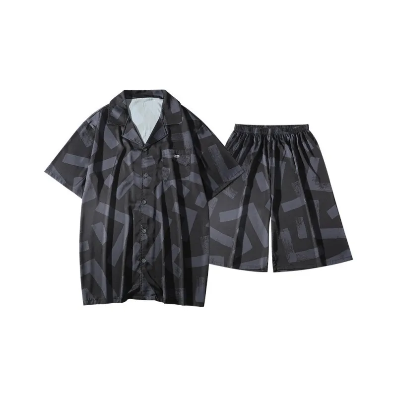 Urban Beauty Pajama Set Men's Black Stripes-0