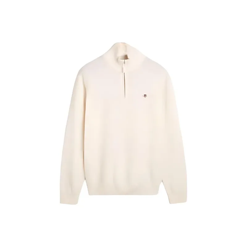 GANT Superfine Lambswool Half-Zip Sweater Sweater Men's Ecru-0
