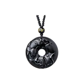 Lingxiang Yurun Obsidian Necklaces Unisex