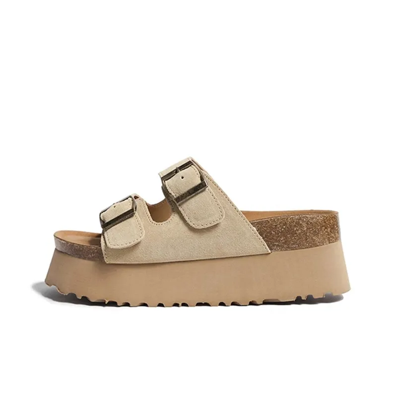 A Poinsettia Princess Slide Slippers Women's Light Khaki-0