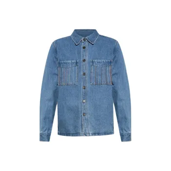 PS By Paul Smith Embroidered Stripe Denim Shirt Jacket