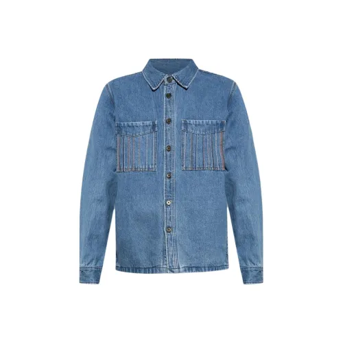 PS By Paul Smith Embroidered Stripe Denim Shirt Jacket
